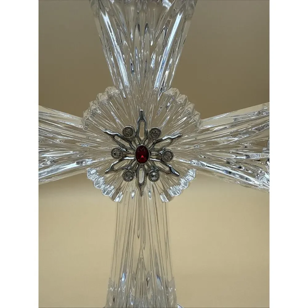 Lenox Jeweled Crystal Cross Figurine Red Stone Inspirational Collection Decor